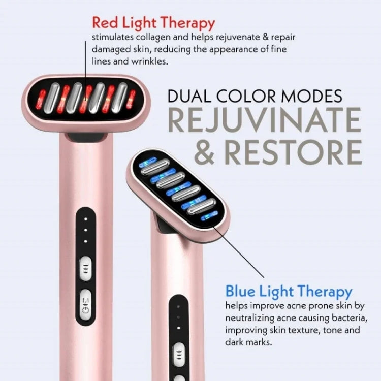 Red & Blue Light Therapy Facial Wand EMS Essence Introducing Device